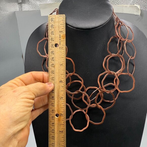 Premier Designs Copper Tone Circle Geometric Layered Statement Neckline - Picture 5 of 6